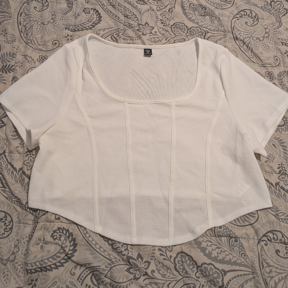 SHEIN Square Neck Asymmetrical Hem Tee